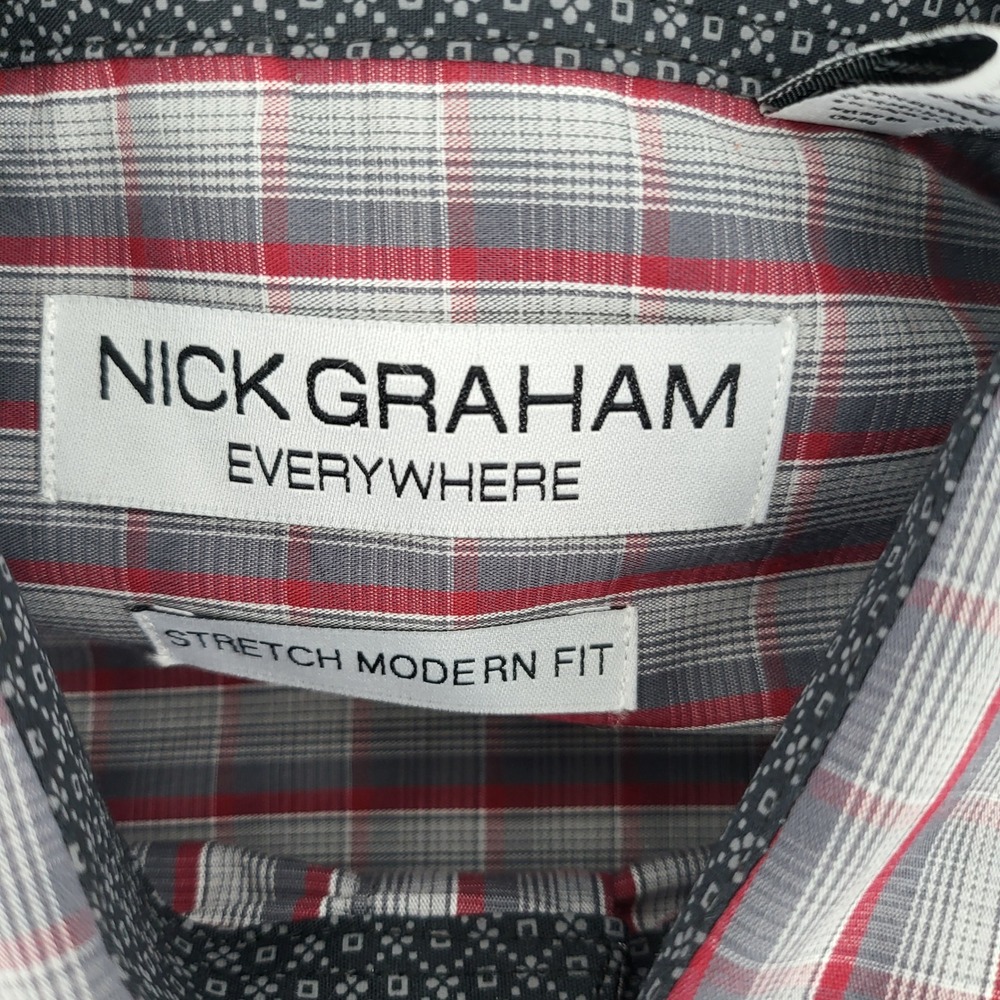 Nick Graham Mens Stretch Modern Fit Plaid Dress Shirt and Tie Set Size Small new - Picture 4 of 10